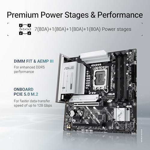 PRIME B860M-A WIFI Intel B860 LGA1851 DDR5 8666 2xDP HDMI Çift M2 USB3.2 Gen 2x2 WiFi 6E + BT AURA RGB 2.5Gbit LAN mATX 7+1+1 Güç Aşamaları, 1xGen5 M.2, Ready for Advanced AI PC