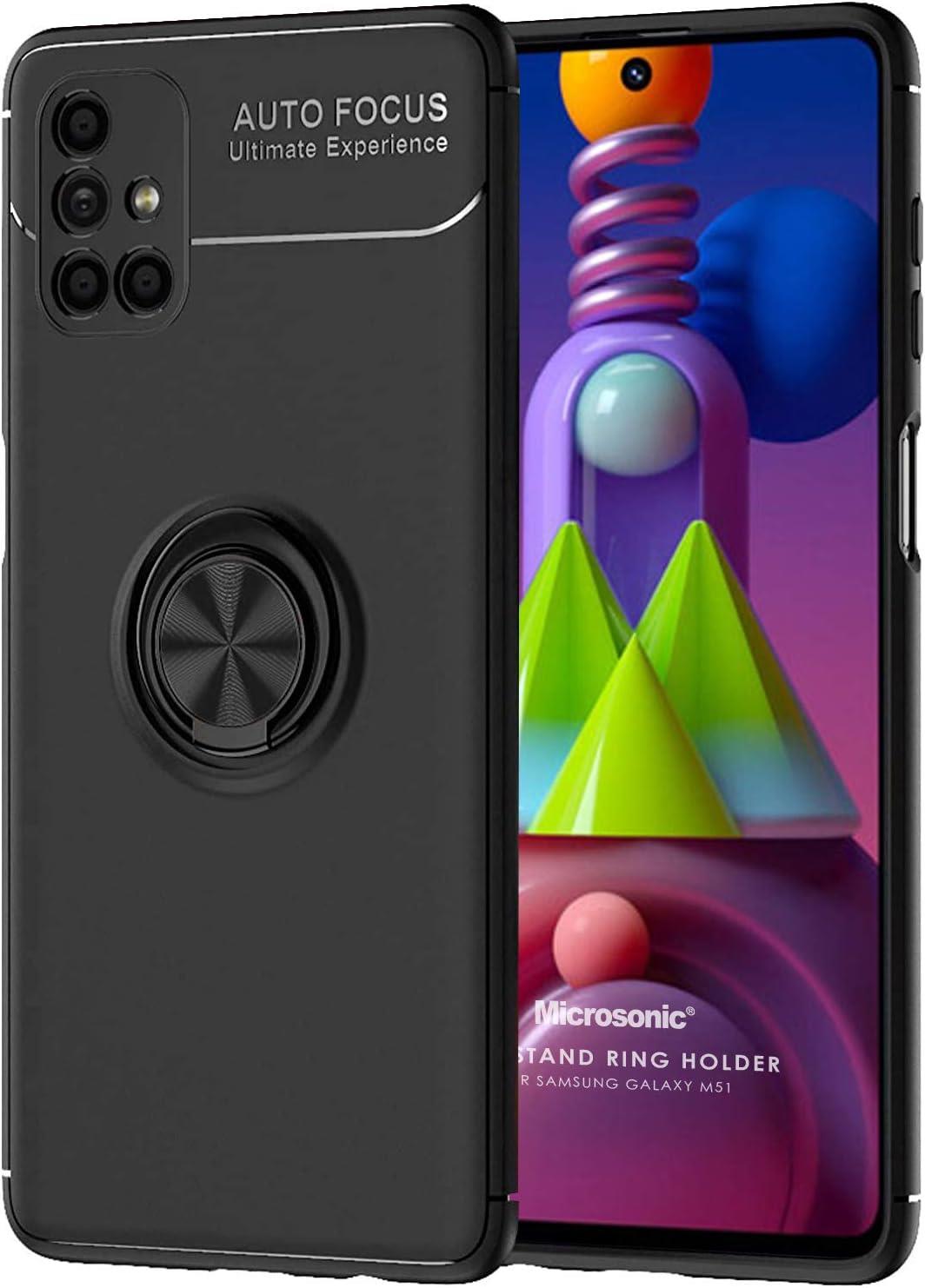 Samsung Galaxy M51 için Kılıf Kickstand Ring Holder Siyah [Galaxy M51 ile Uyumlu Kılıf - Siyah]