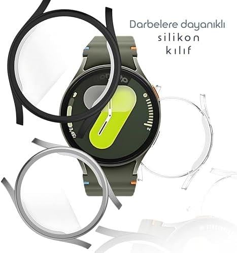 Samsung Uyumlu Galaxy Watch 7 44mm İçin Kılıf Yumuşak TPU Ekran Koruyuculu Dokunmatiği Etkilemeyen Saatin Çevresini Tam Kavrayan Darbelere Karşı Silikon Koruyucu (Şeffaf, Galaxy Watch 7 44mm)