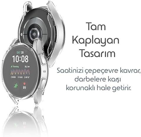 Samsung Uyumlu Galaxy Watch 7 44mm İçin Kılıf Yumuşak TPU Ekran Koruyuculu Dokunmatiği Etkilemeyen Saatin Çevresini Tam Kavrayan Darbelere Karşı Silikon Koruyucu (Şeffaf, Galaxy Watch 7 44mm)