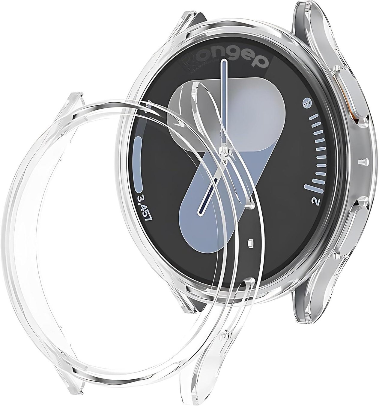 Samsung Uyumlu Galaxy Watch 7 44mm İçin Kılıf Yumuşak TPU Ekran Koruyuculu Dokunmatiği Etkilemeyen Saatin Çevresini Tam Kavrayan Darbelere Karşı Silikon Koruyucu (Şeffaf, Galaxy Watch 7 44mm)