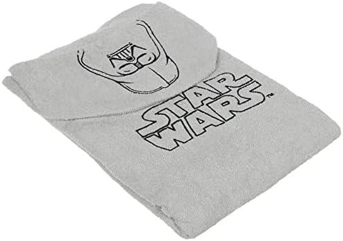 Starwars Lisanslı Karakter Baskılı%100 Pamuk Bebek Havlu Panço, Gri, 75x130 cm