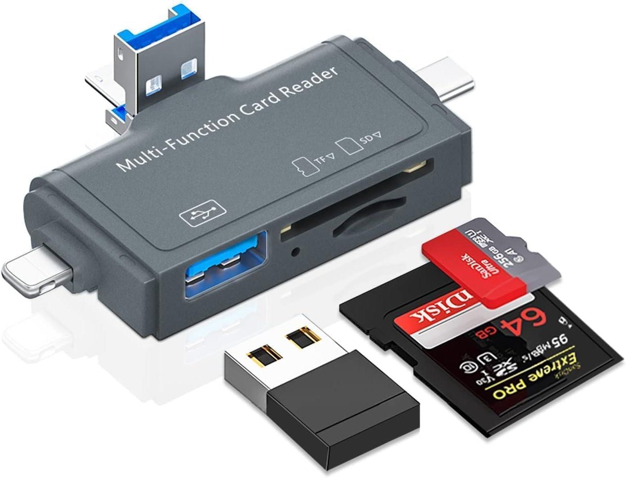 Type C Lightning USB için Tobo Micro SD Kart Okuyucu, Micro SD Karttan USB Adaptörüne, Kamera Hafıza Kartı Okuyucu için USB C SD Kart Okuyucu, PC Telefon için 7'si 1 arada SD Kart Okuyucu