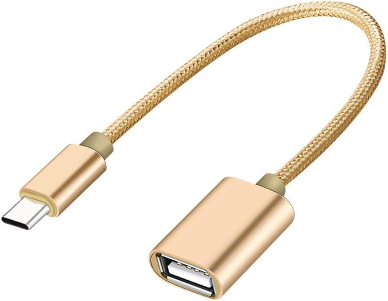 USB 3.0 to Type-C OTG Adaptör Dönüştürücü - 4 Farklı Model (Örgülü Altın)