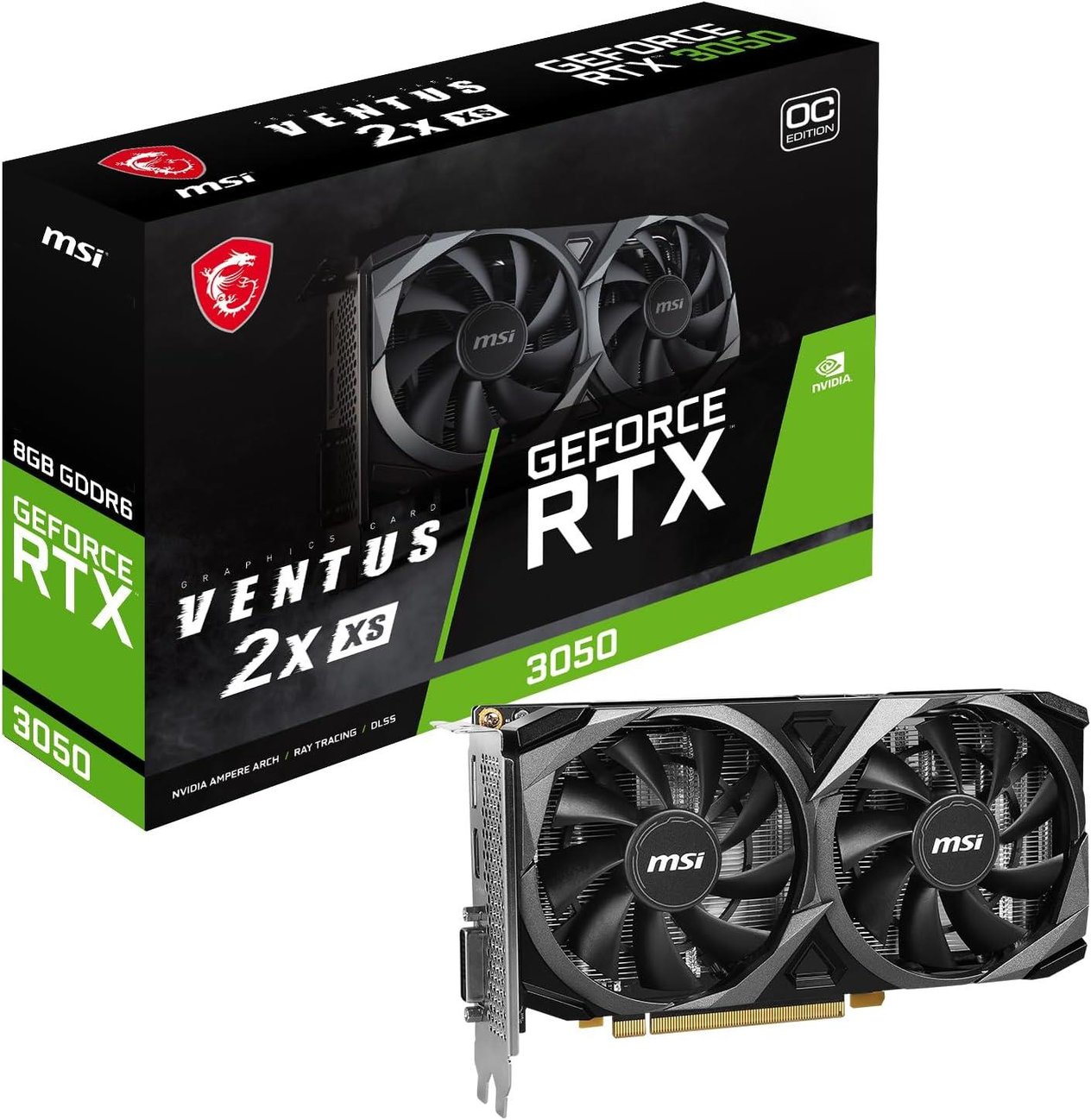 VGA GEFORCE RTX 3050 VENTUS 2X XS 8G OC RTX3050 8GB GDDR6 128B DX12 PCIE 4.0 X8 (1XDP 1XHDMI 1XDL-DVI-D) Ekran Kartı
