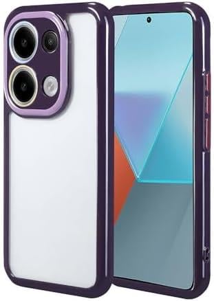 Xiaomi Redmi Note 13 Pro 4G Uyumlu Kamera Korumalı Renkli Kenar ve Çerçeve Tasarımlı Silikon Kılıf (Mor)