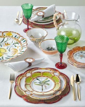 Bambu Collection 23 cm Yeşil-Beyaz Melamin Kahvaltı Tabağı 