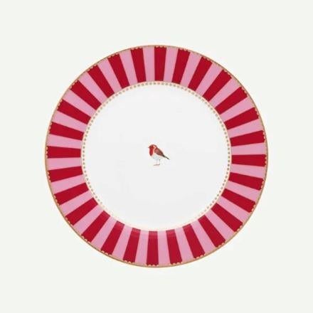 Kırmızı Pembe Porselen Kahvaltı Tabağı 21 Cm Love Birds