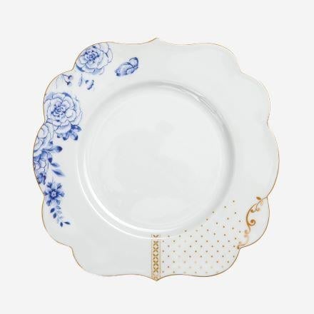 Mavi Beyaz Porselen Kahvaltı Tabağı 23,5 Cm Royal White
