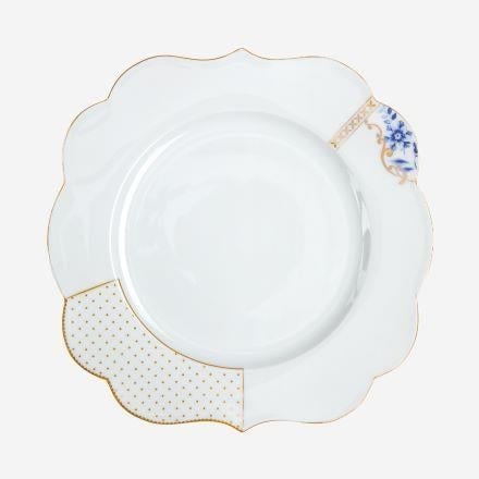 Mavi Beyaz Porselen Yemek Tabağı 28 Cm Royal White