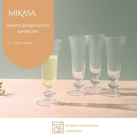 Salerno 4lü 170ml Şampanya Flut Kadehi