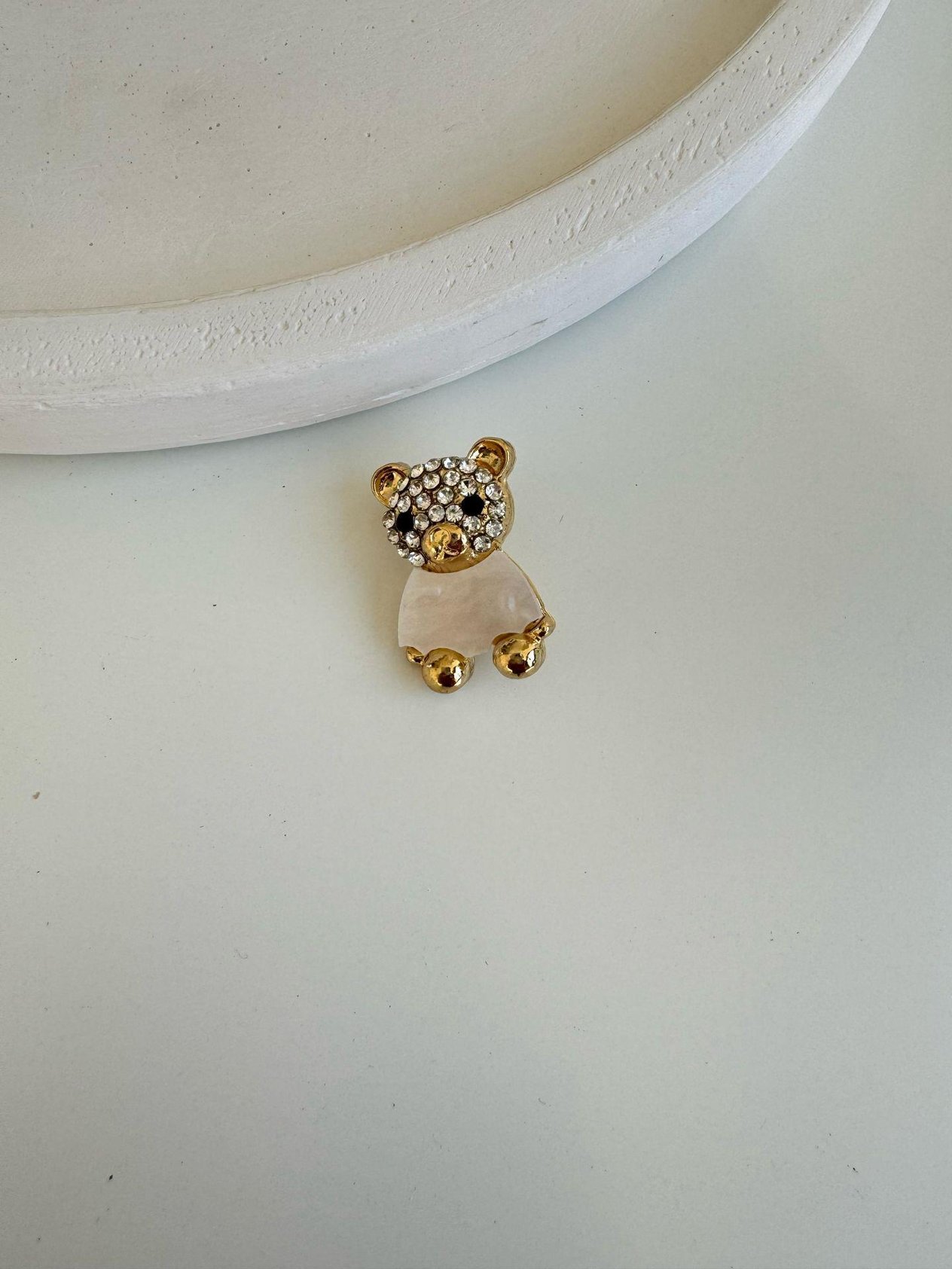 Minimal Taşlı Panda Broş