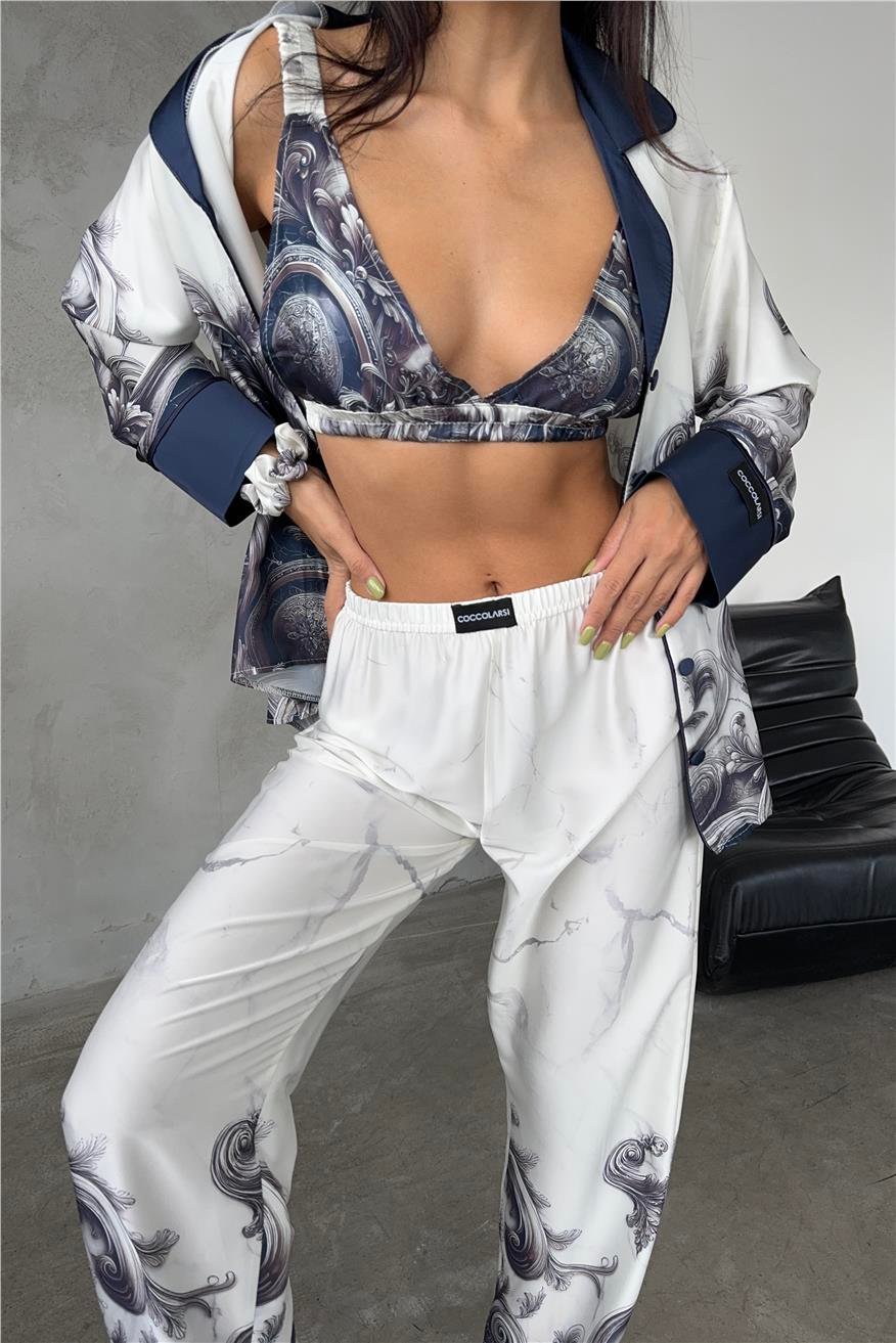 Corso D'acqua Saten Üçlü Pijama Takımı CDK01