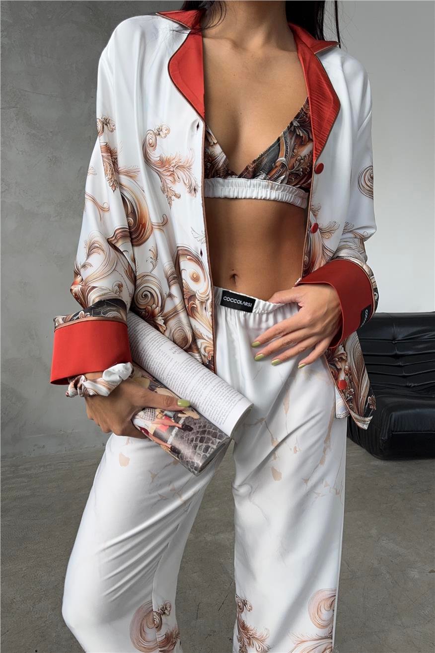 Corso D'acqua Saten Üçlü Pijama Takımı CDK03