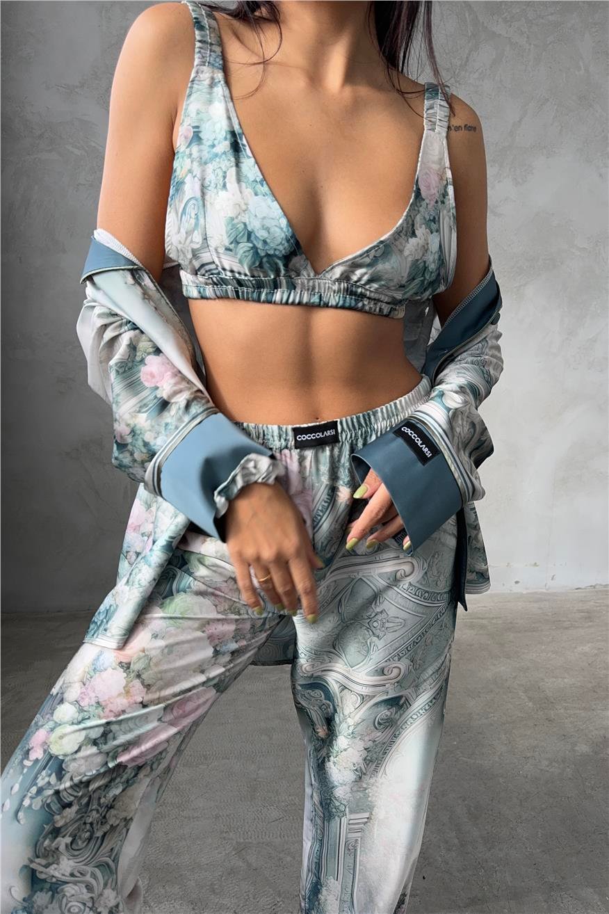 Corso D'acqua Saten Üçlü Pijama Takımı CDK10