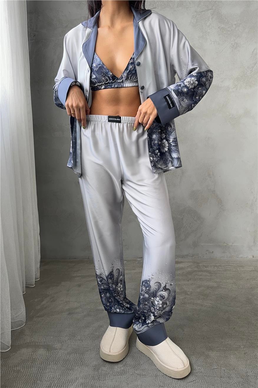 Corso D'acqua Saten Üçlü Pijama Takımı CDK07