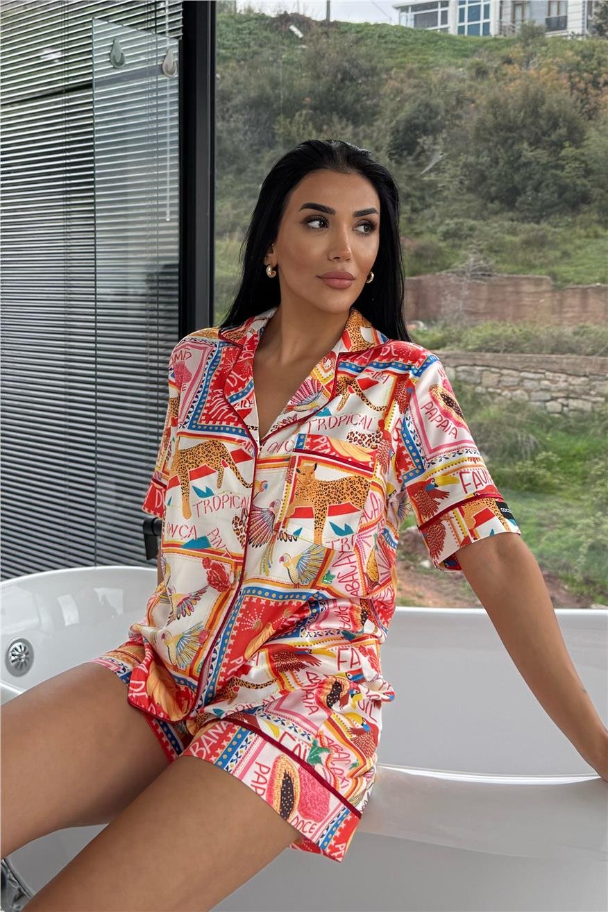 Stagione Estiva Saten Kısa Pijama Takımı CSE3006