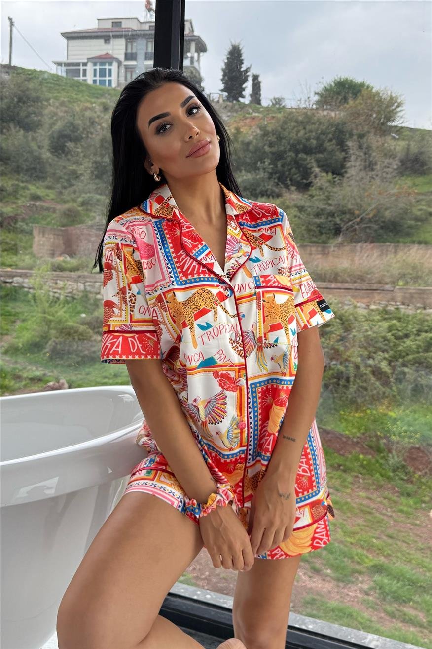Stagione Estiva Saten Kısa Pijama Takımı CSE3006