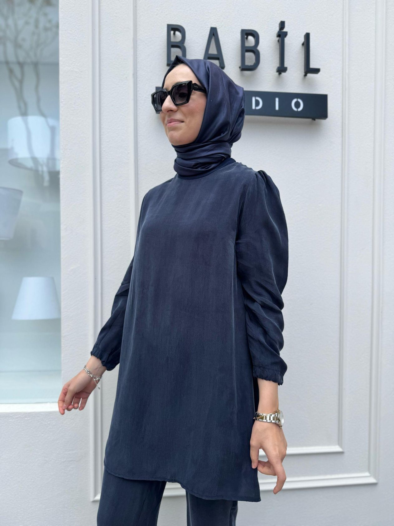Cupro Basic Kadın Tunik Lacivert