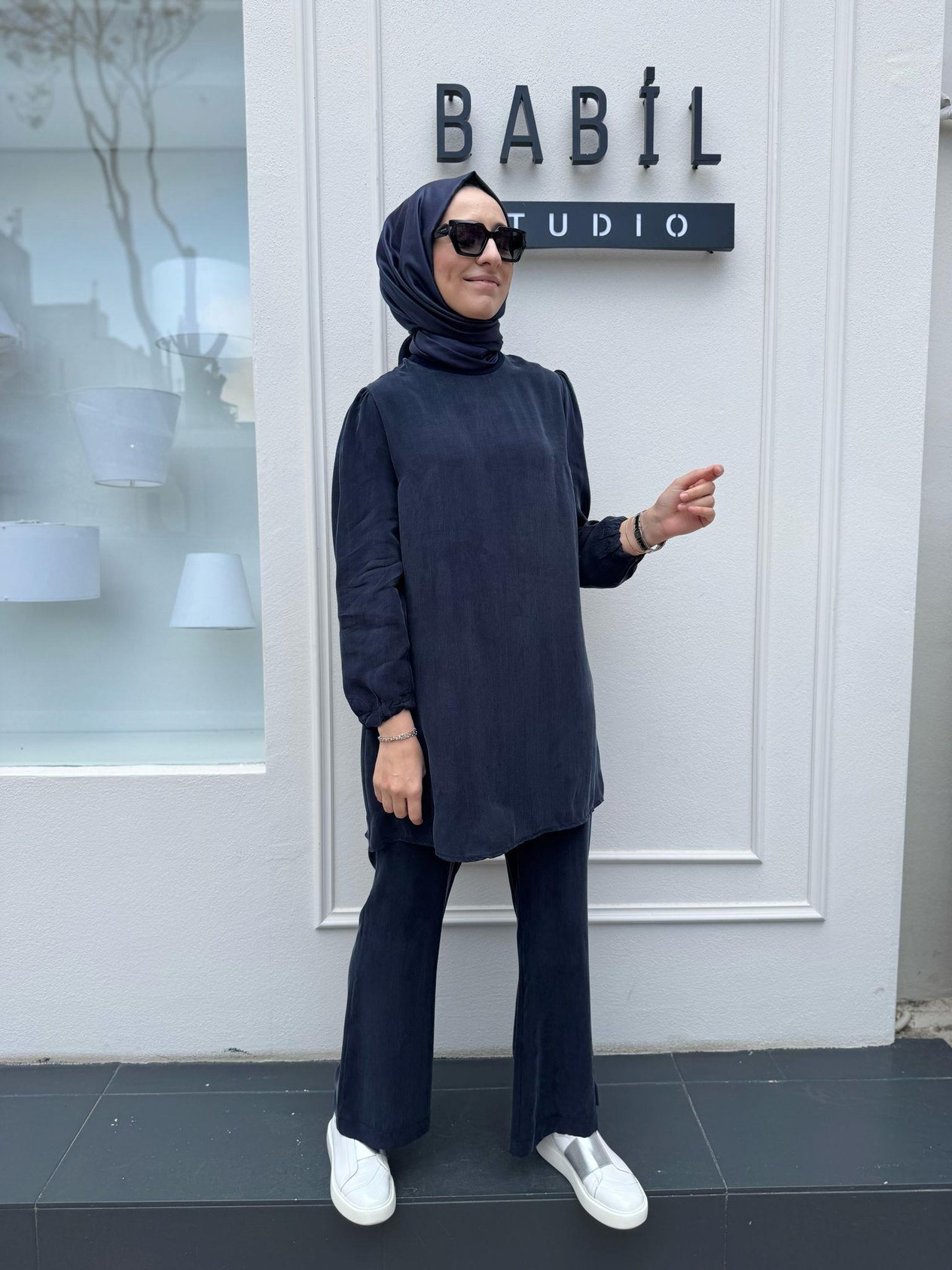 Cupro Basic Kadın Tunik Lacivert
