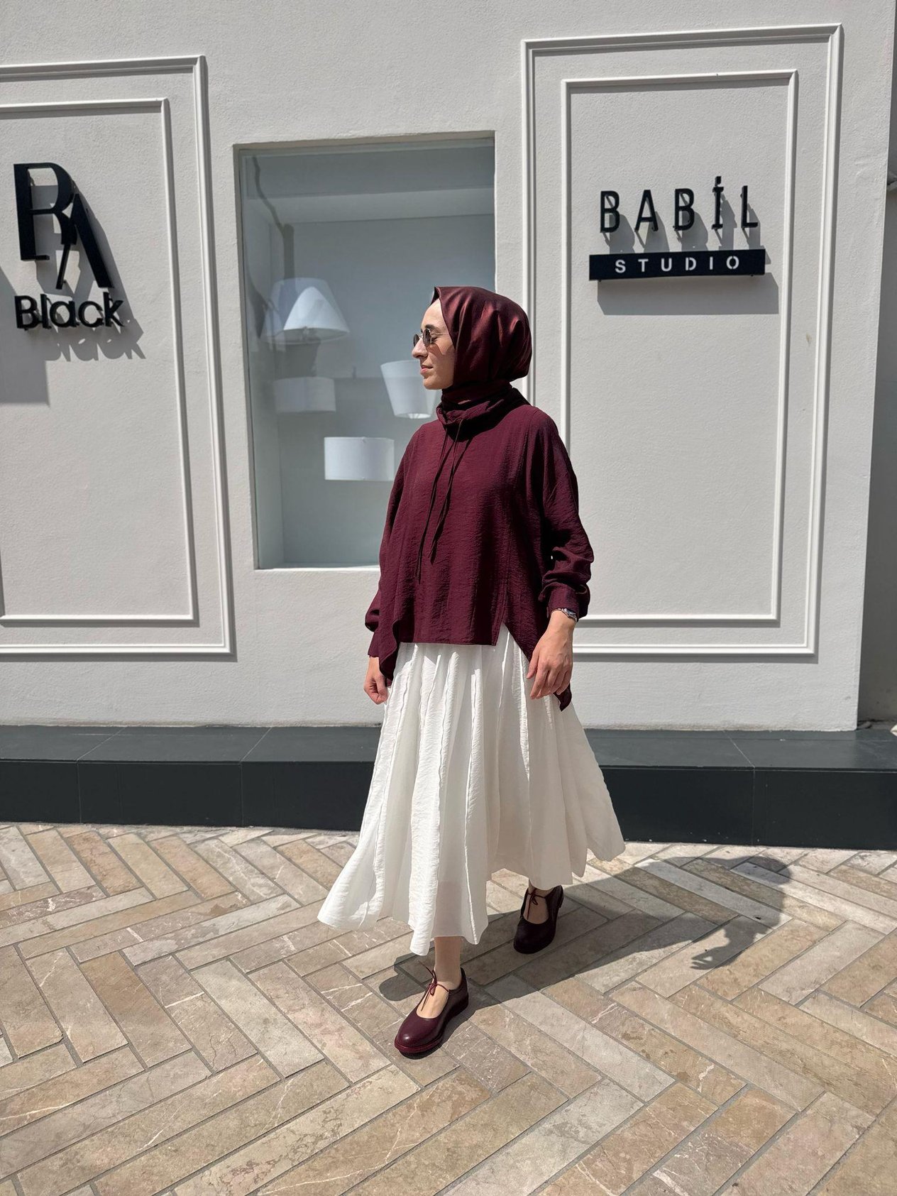 Devrik Yaka Kadın Bluz Bordo