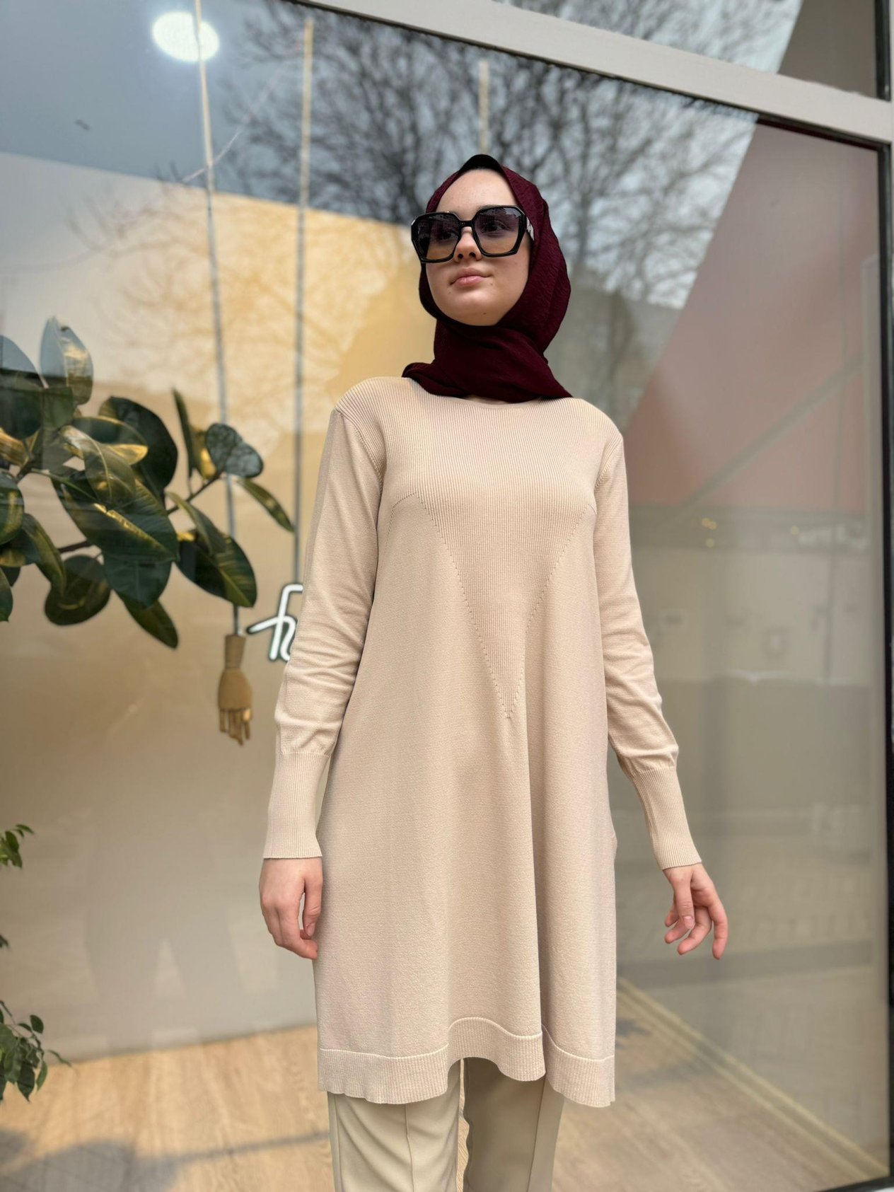 Kendinden Çizgili Kadın Tunik Fondoten