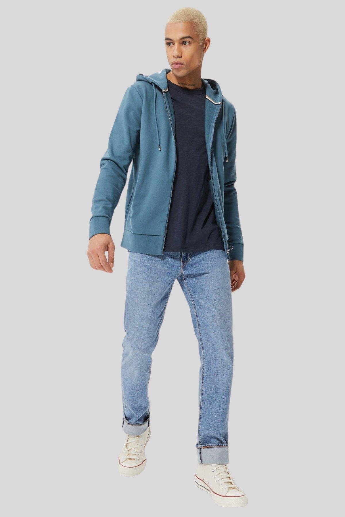 Boss Erkek Regular Fit Seeger Kapüşonlu Sweatshirt Mavi