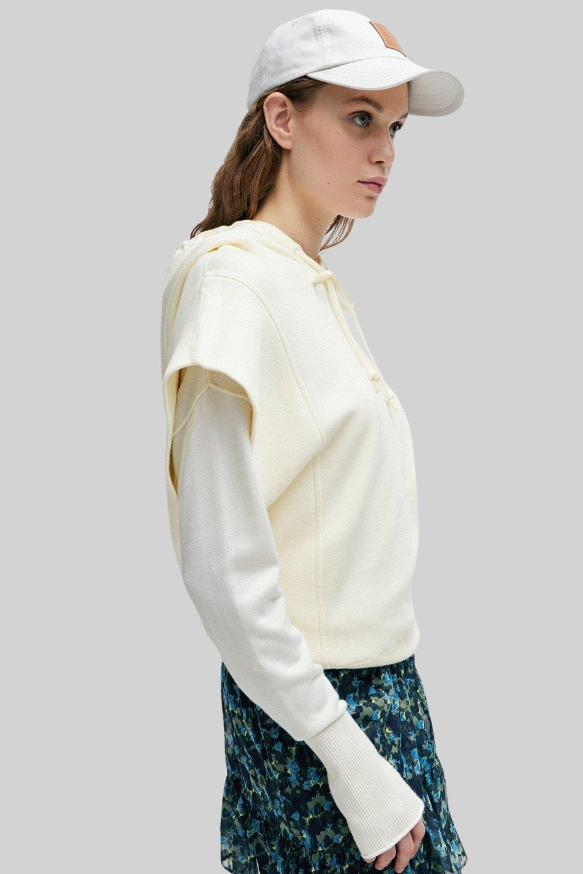 Boss Fiume Kolsuz Kapşüşonlü Sweatshirt Beyaz