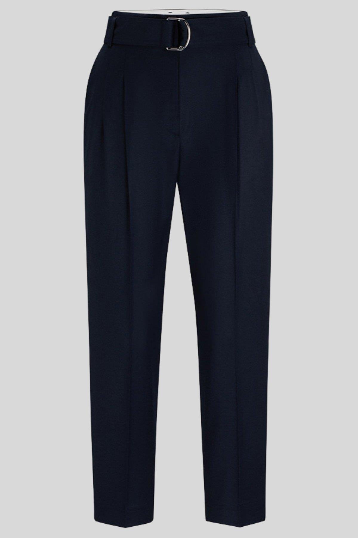 Boss Kadın Regular Fit Yün Pantolon Lacivert