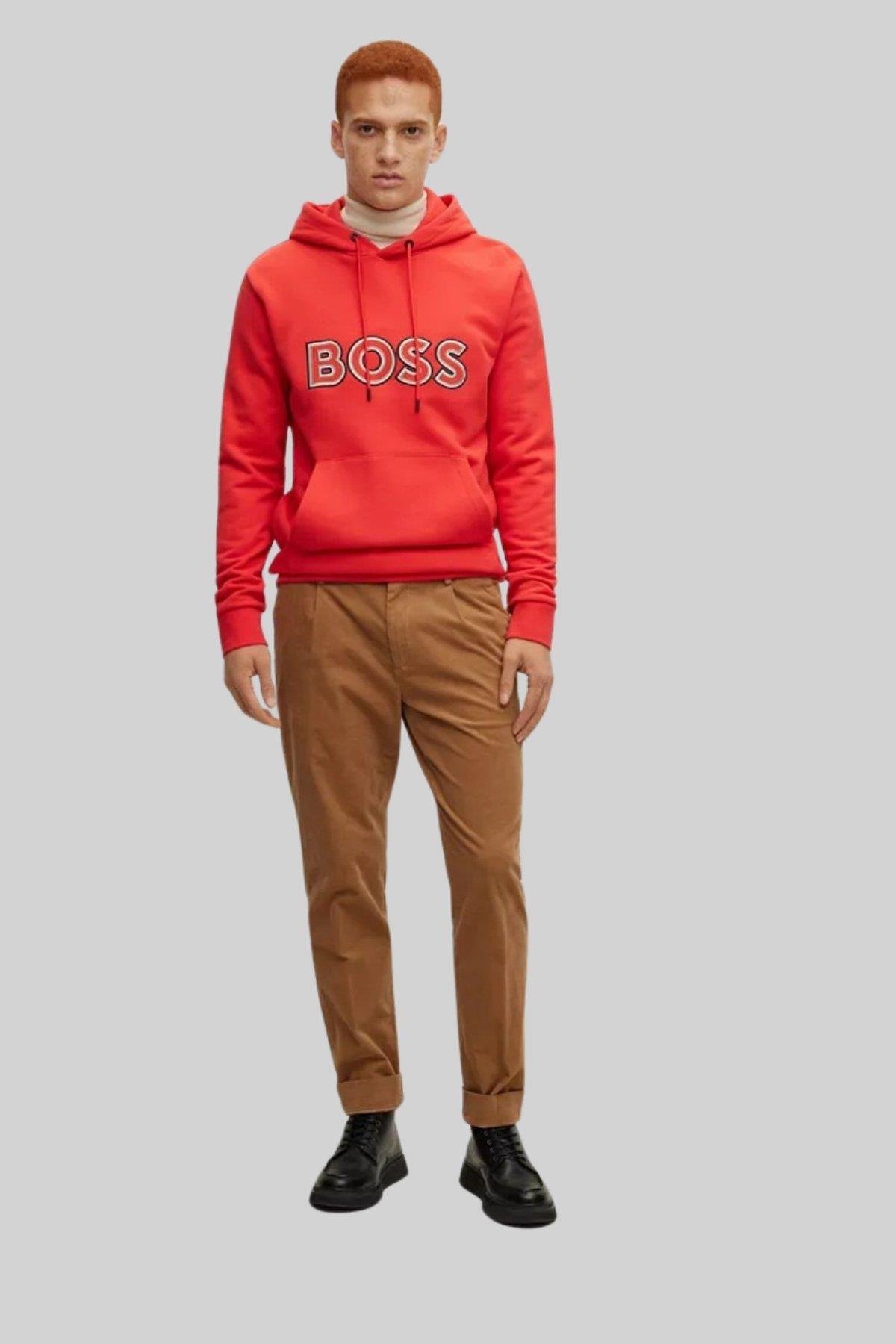 Boss Kapüşonlu Erkek Sweatshirt Turuncu