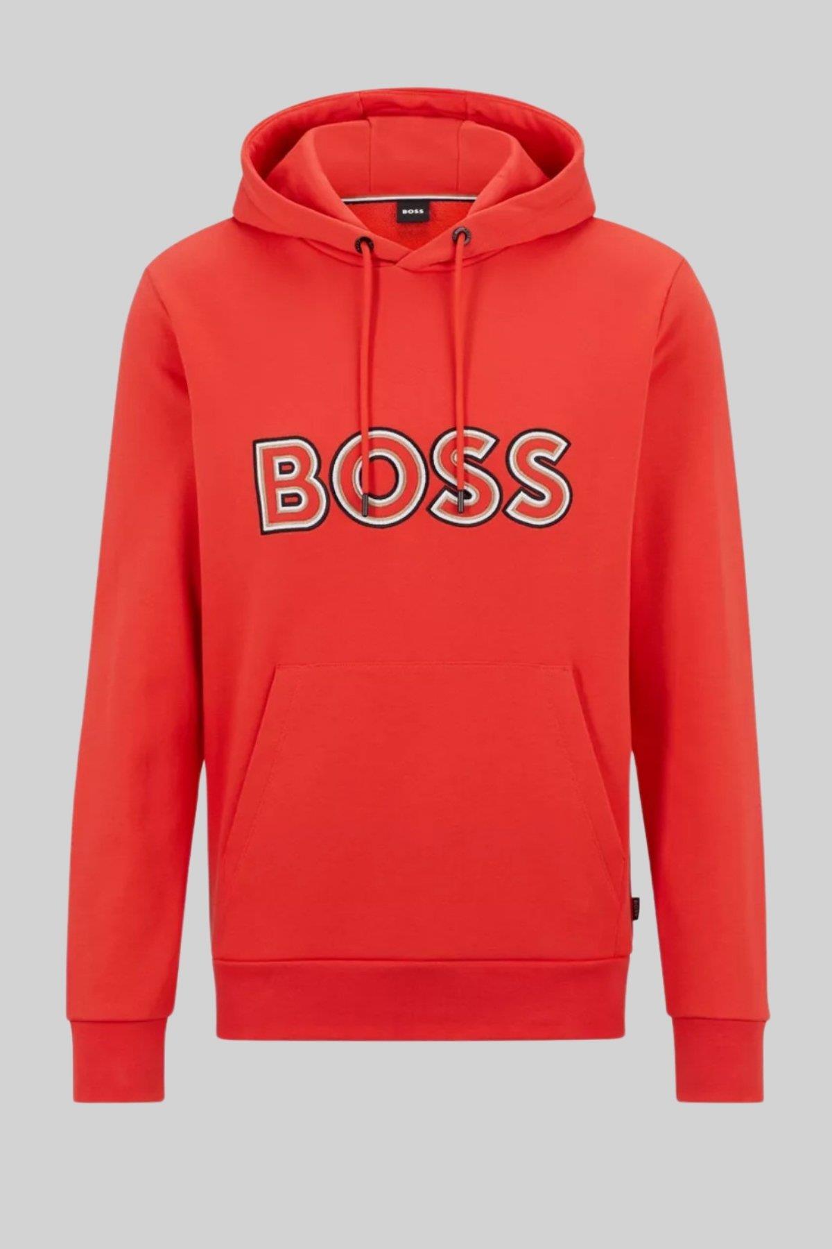 Boss Kapüşonlu Erkek Sweatshirt Turuncu