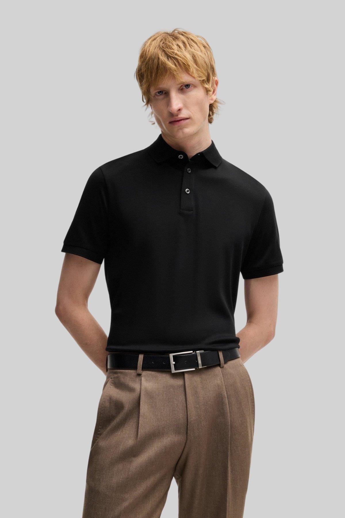 Boss L-Perry Erkek Polo Yaka T-Shirt Siyah