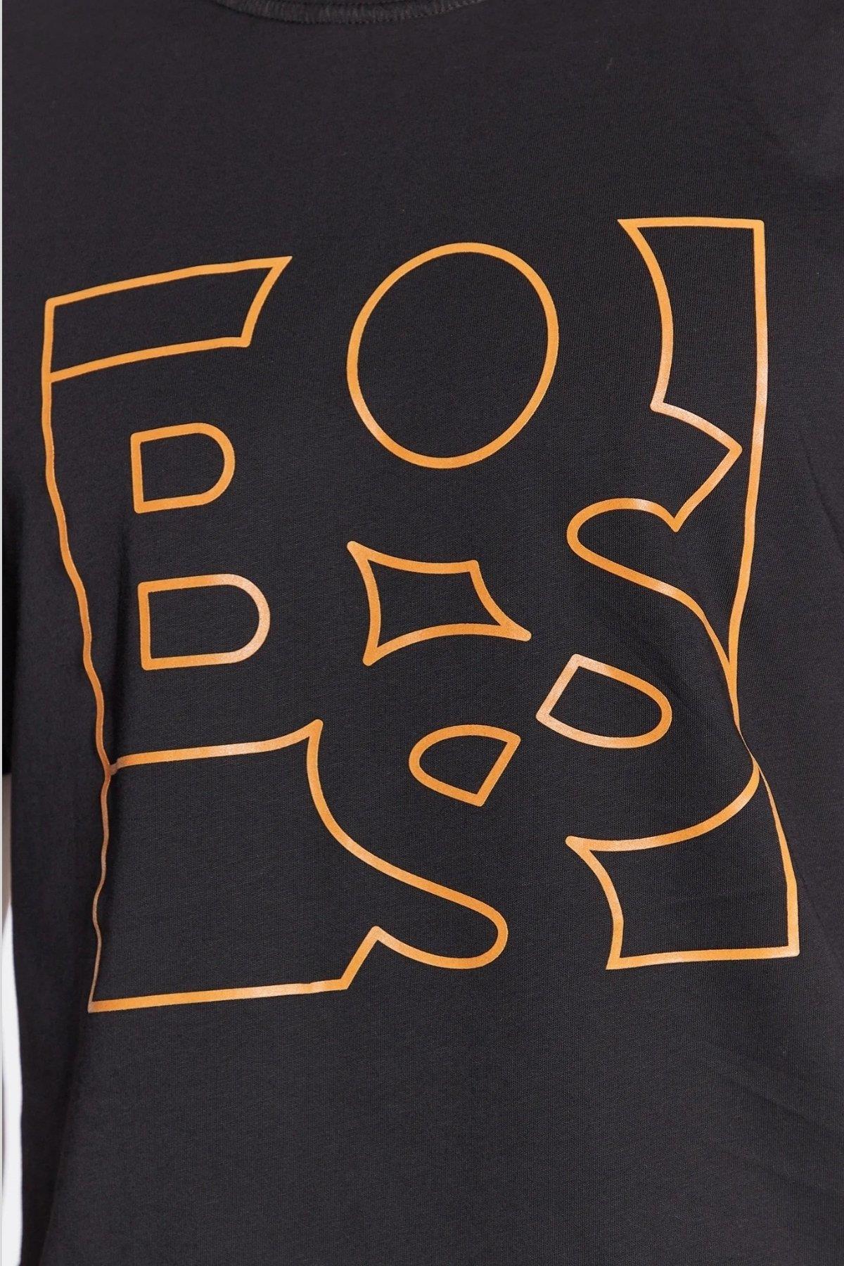 Boss Logolu Erkek T-Shirt Siyah