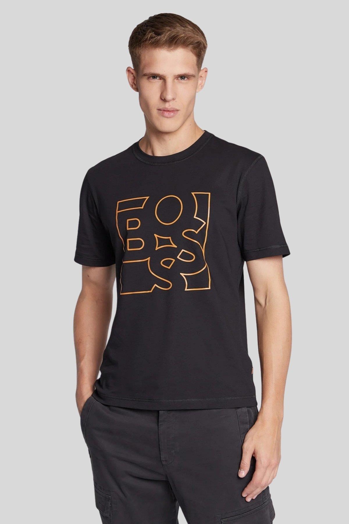 Boss Logolu Erkek T-Shirt Siyah