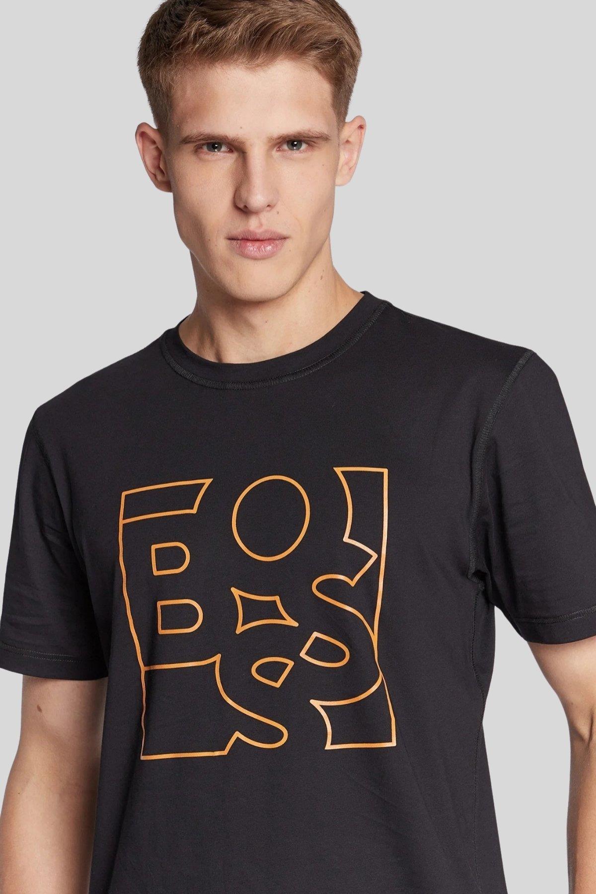 Boss Logolu Erkek T-Shirt Siyah