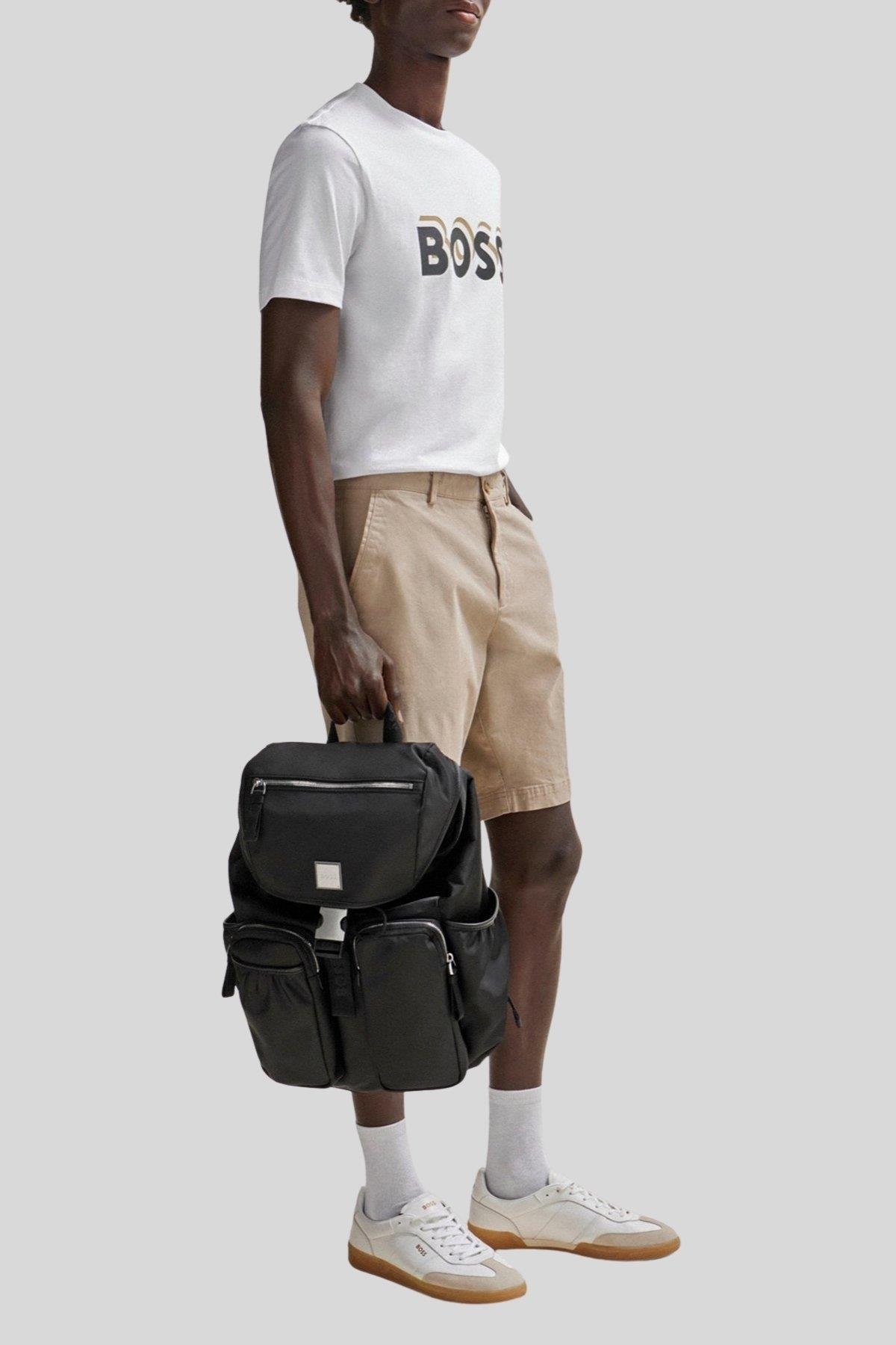 Boss Logolu Regular Fit Erkek T-Shirt Beyaz