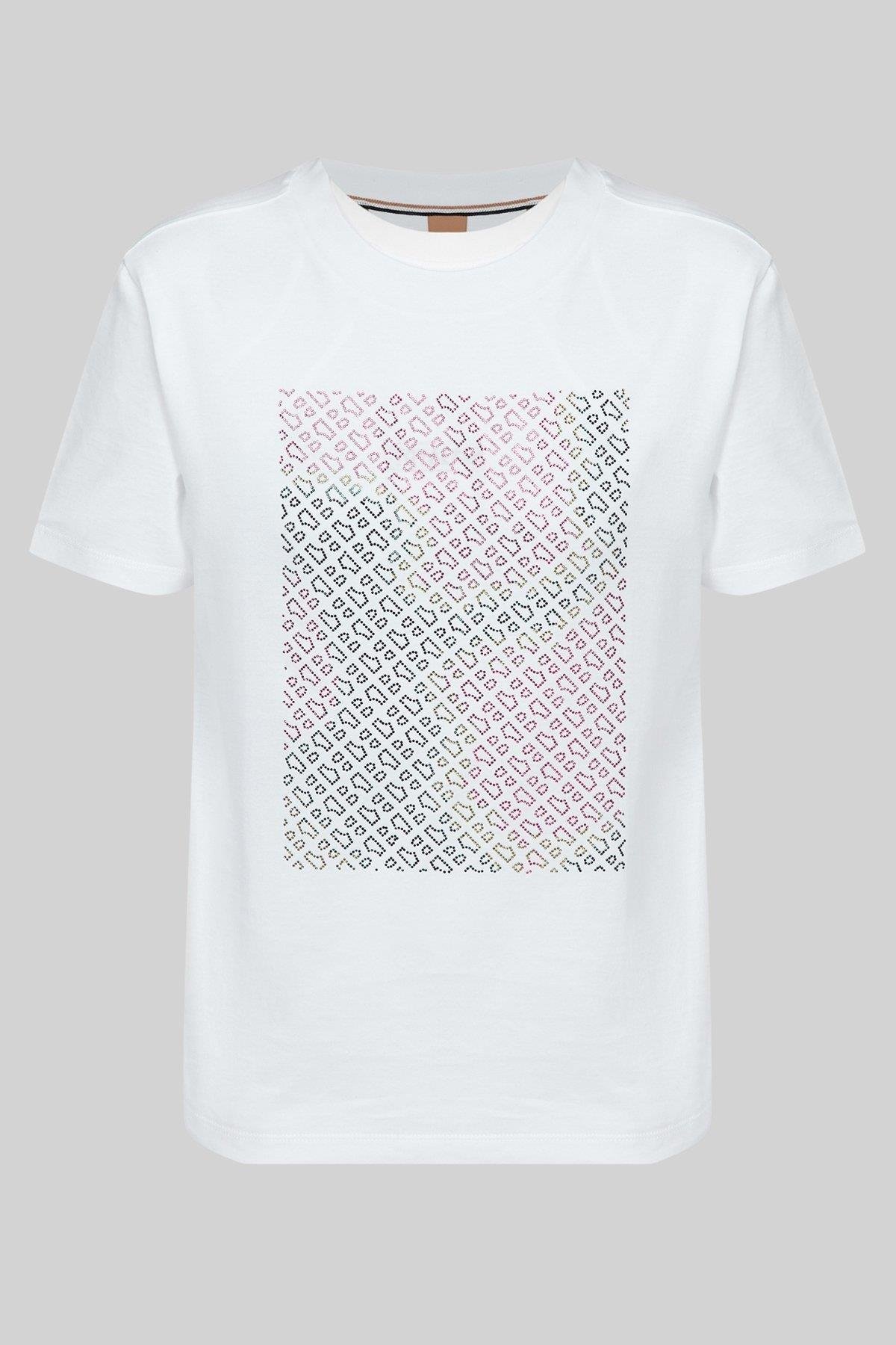 Boss Regular Fit Bisiklet Yaka Kadın T-Shirt Beyaz