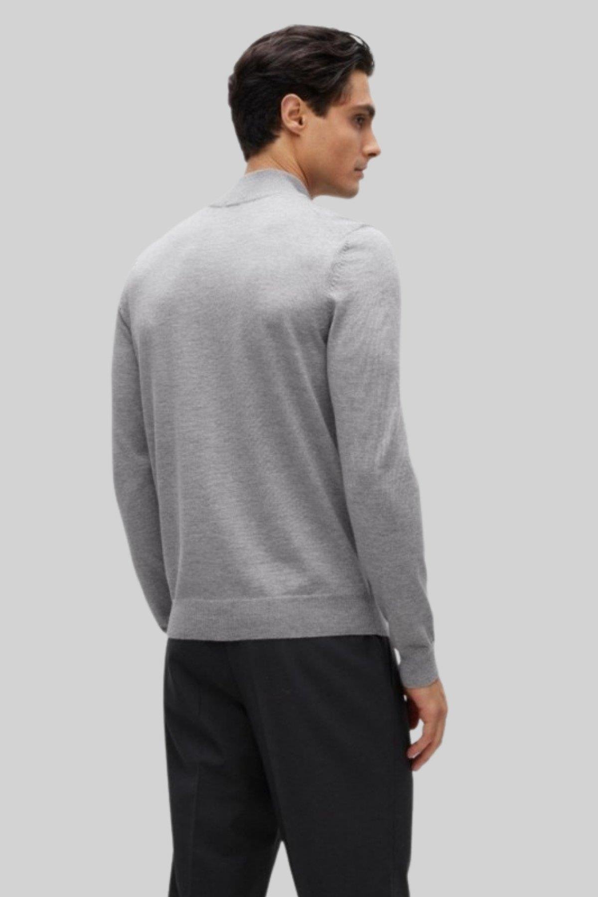 Boss Regular Fit Dik Yaka Erkek Hırka Gri