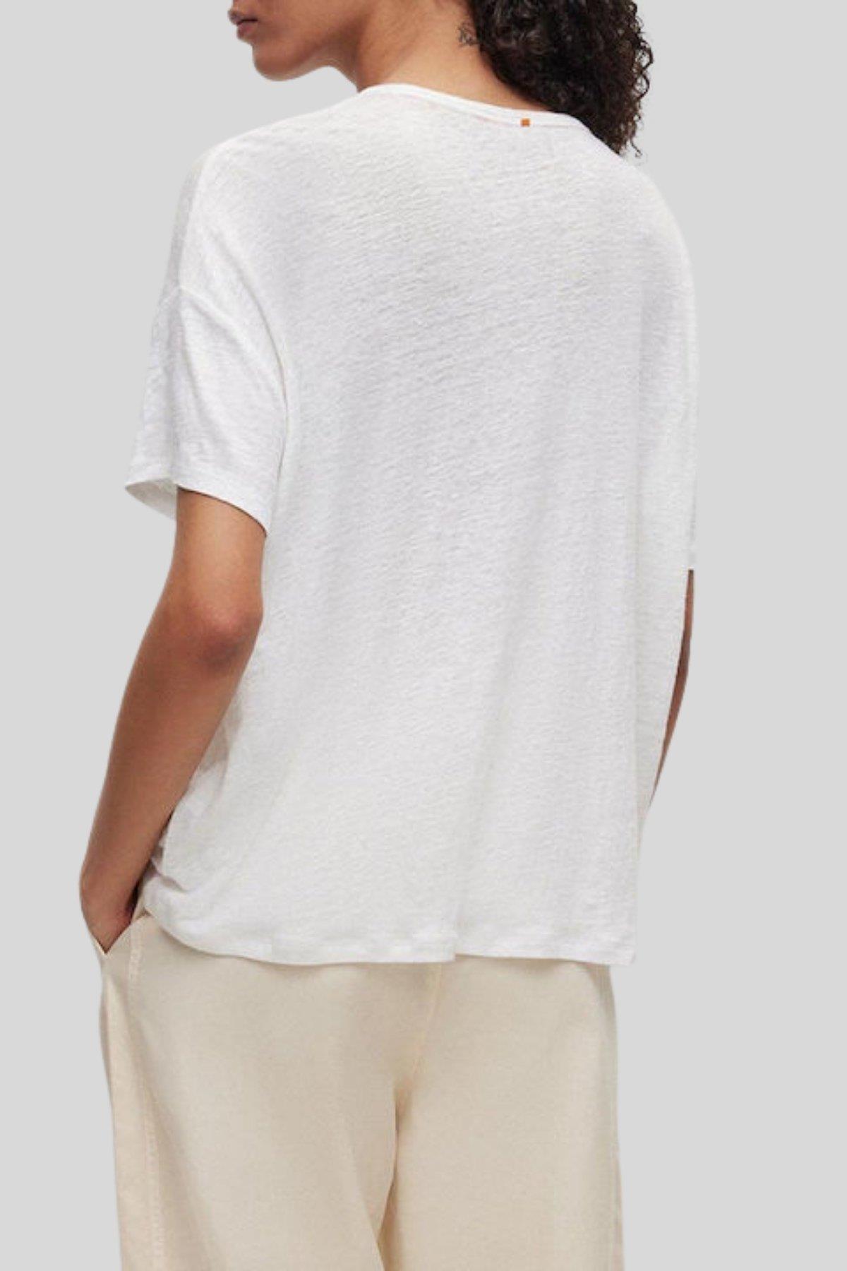 Boss Regular Fit Kadın Baskılı T-Shirt Beyaz