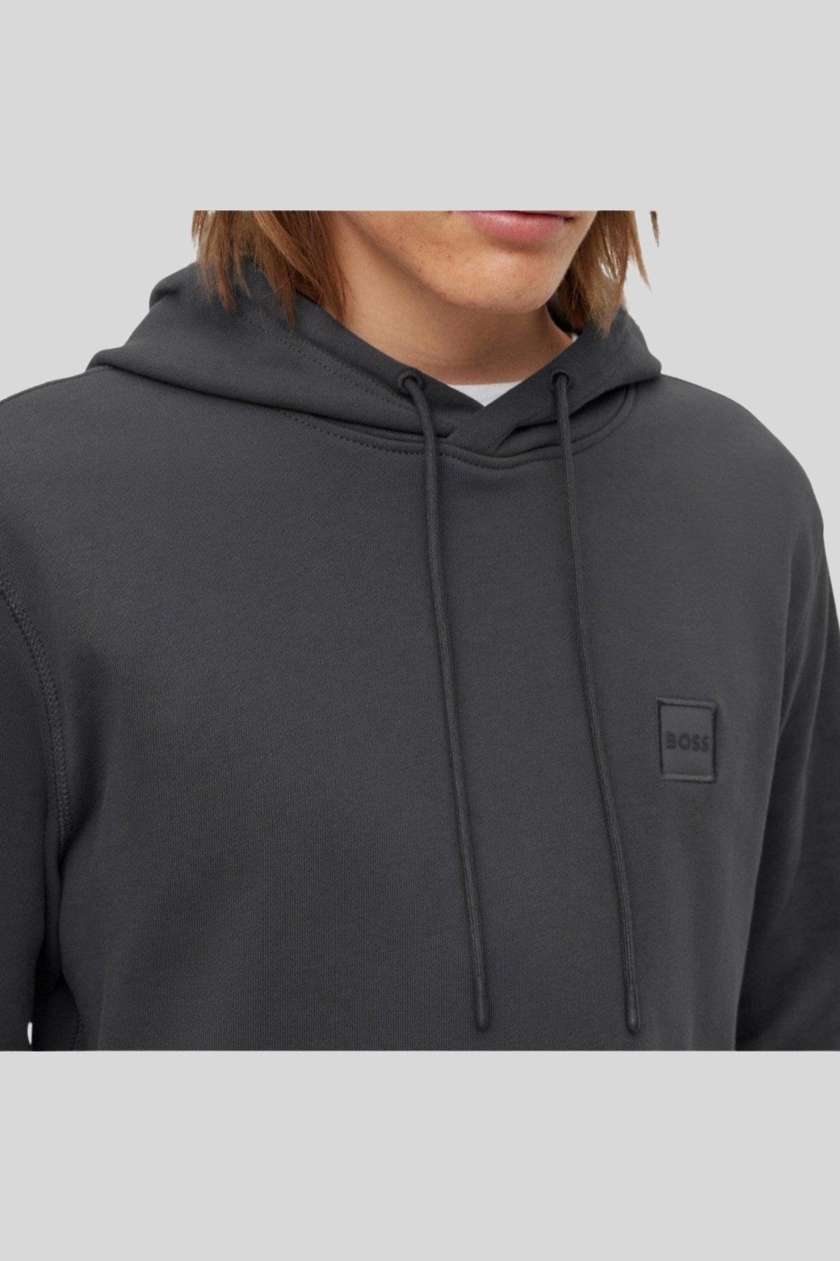 Boss Regular Fit Kapüşonlu Erkek Sweatshirt Gri