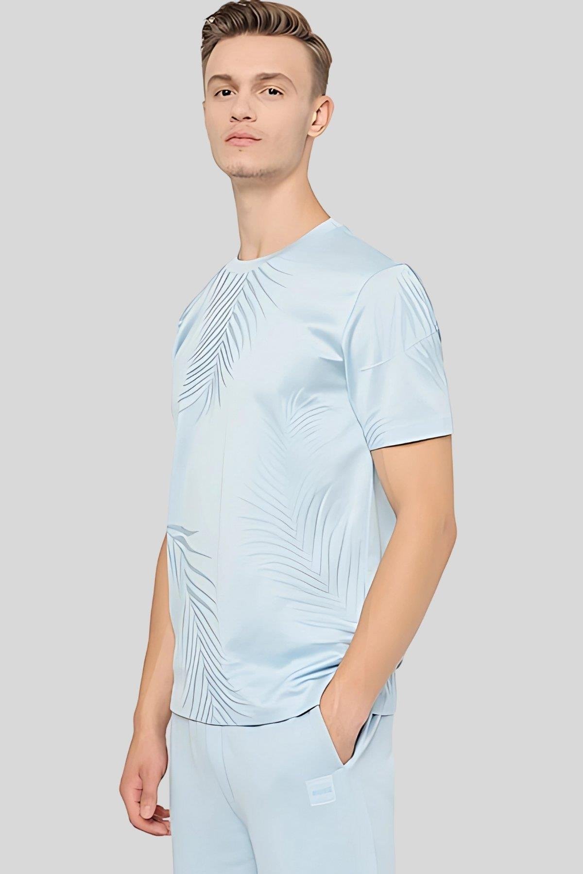 Boss Slim Fit Bisiklet Yaka Erkek T-Shirt Mavi