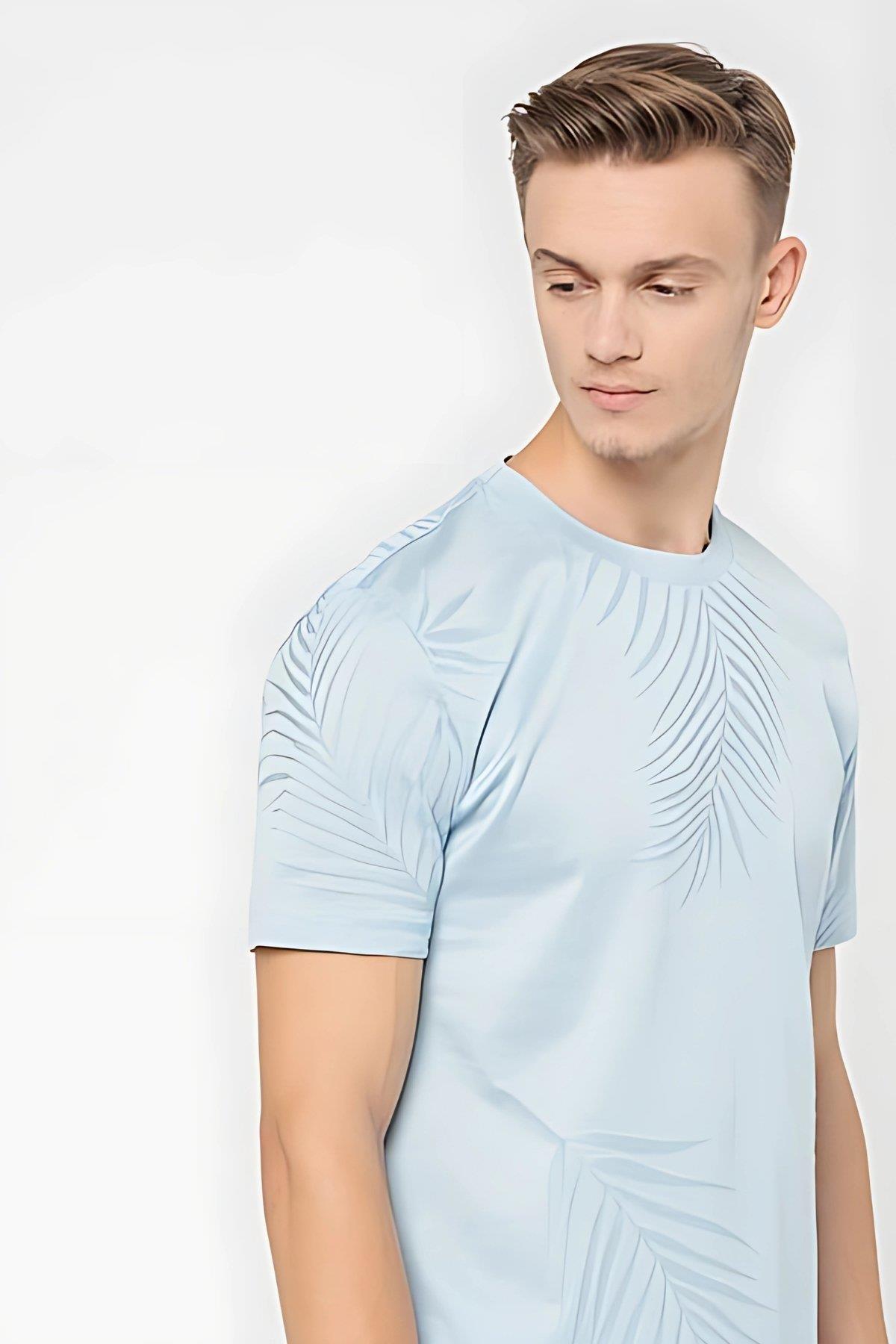 Boss Slim Fit Bisiklet Yaka Erkek T-Shirt Mavi