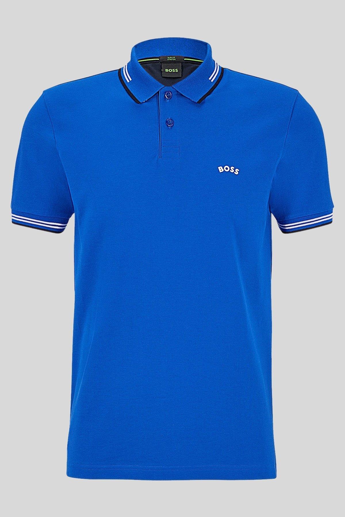 Boss Slim Fit Paul Curved Polo Yaka T-Shirt Mavi