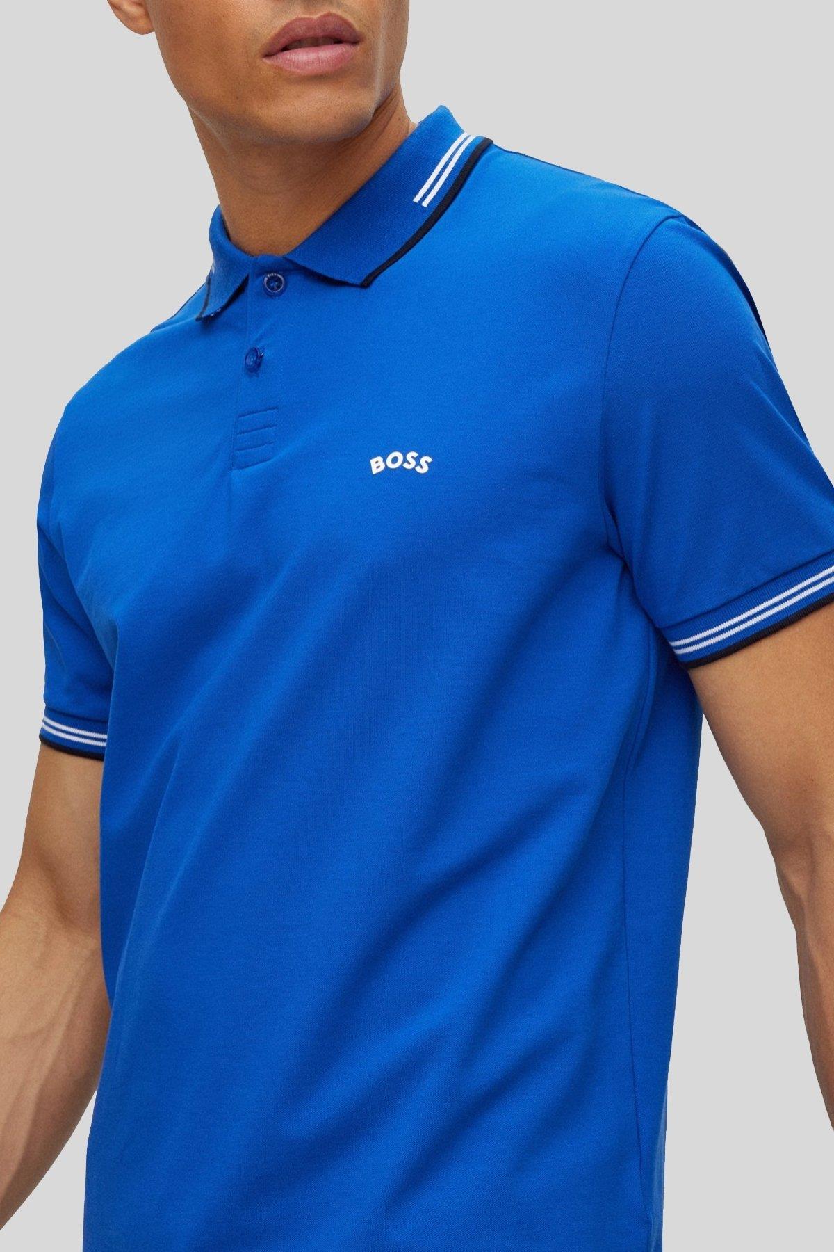 Boss Slim Fit Paul Curved Polo Yaka T-Shirt Mavi
