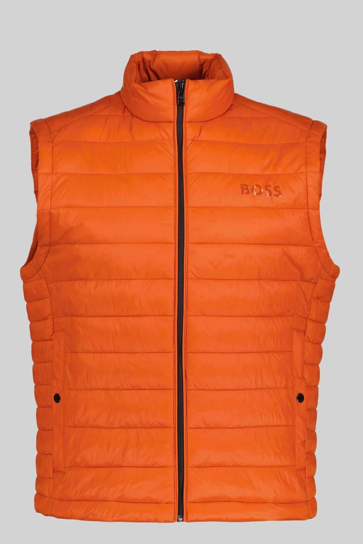 Boss Su Geçirmez Regular Fit Dik Yaka Şişme Erkek Yelek Turuncu 801