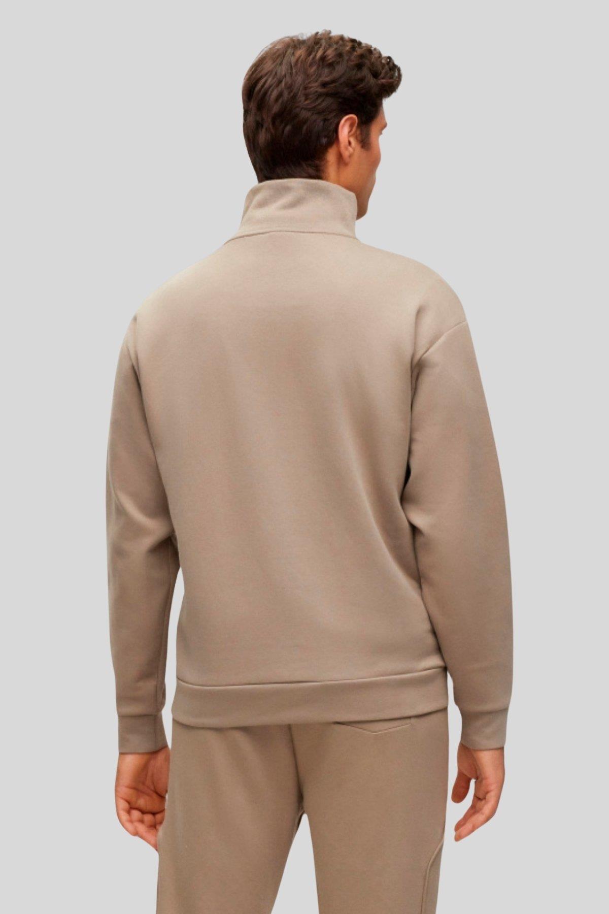 Boss Uzun Kol Normal Dik Yaka Günlük Erkek Sweatshirt Yeşil