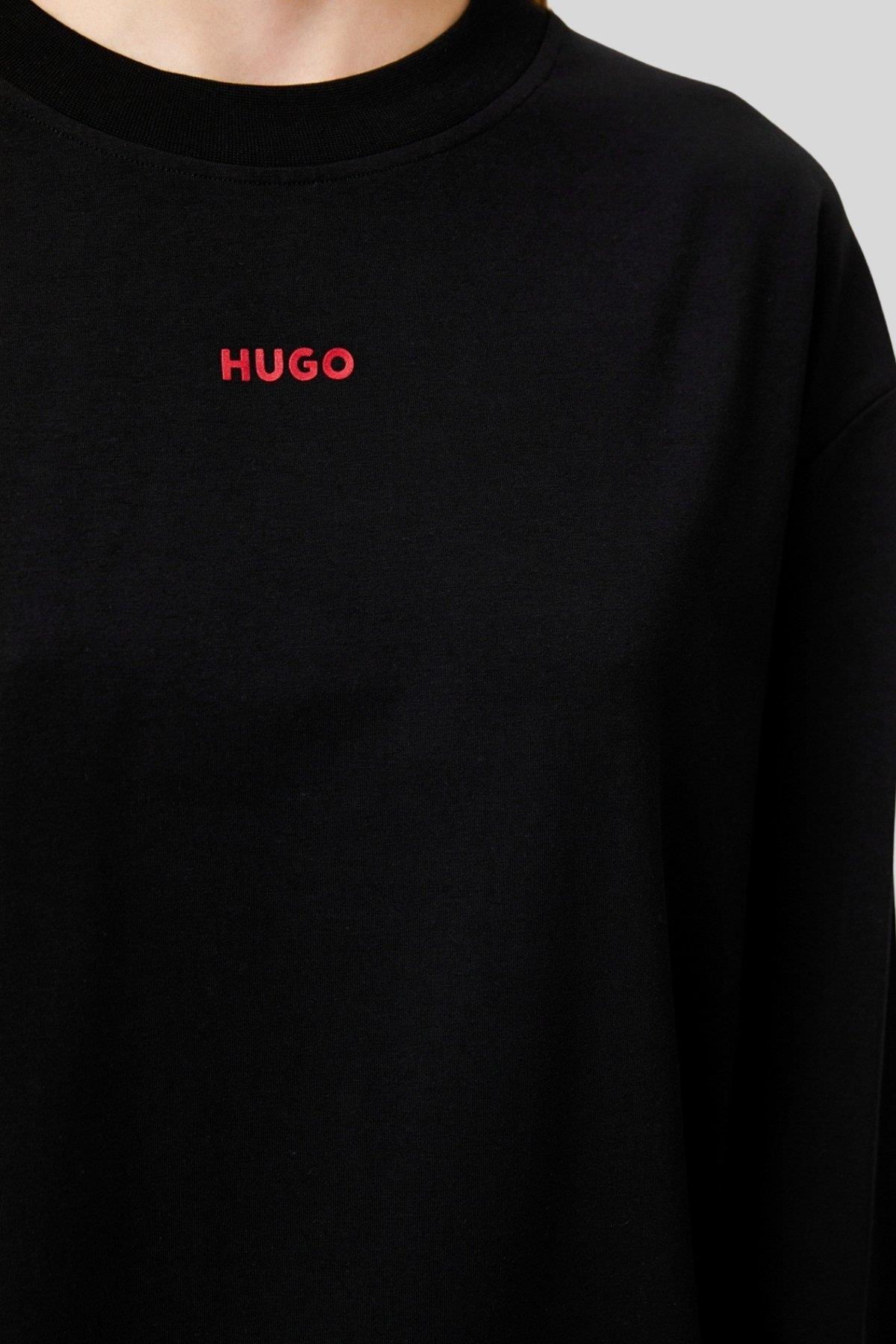 Hugo Boss Regualar Fit Bisiklet Yaka Kadın Sweatshirt Siyah