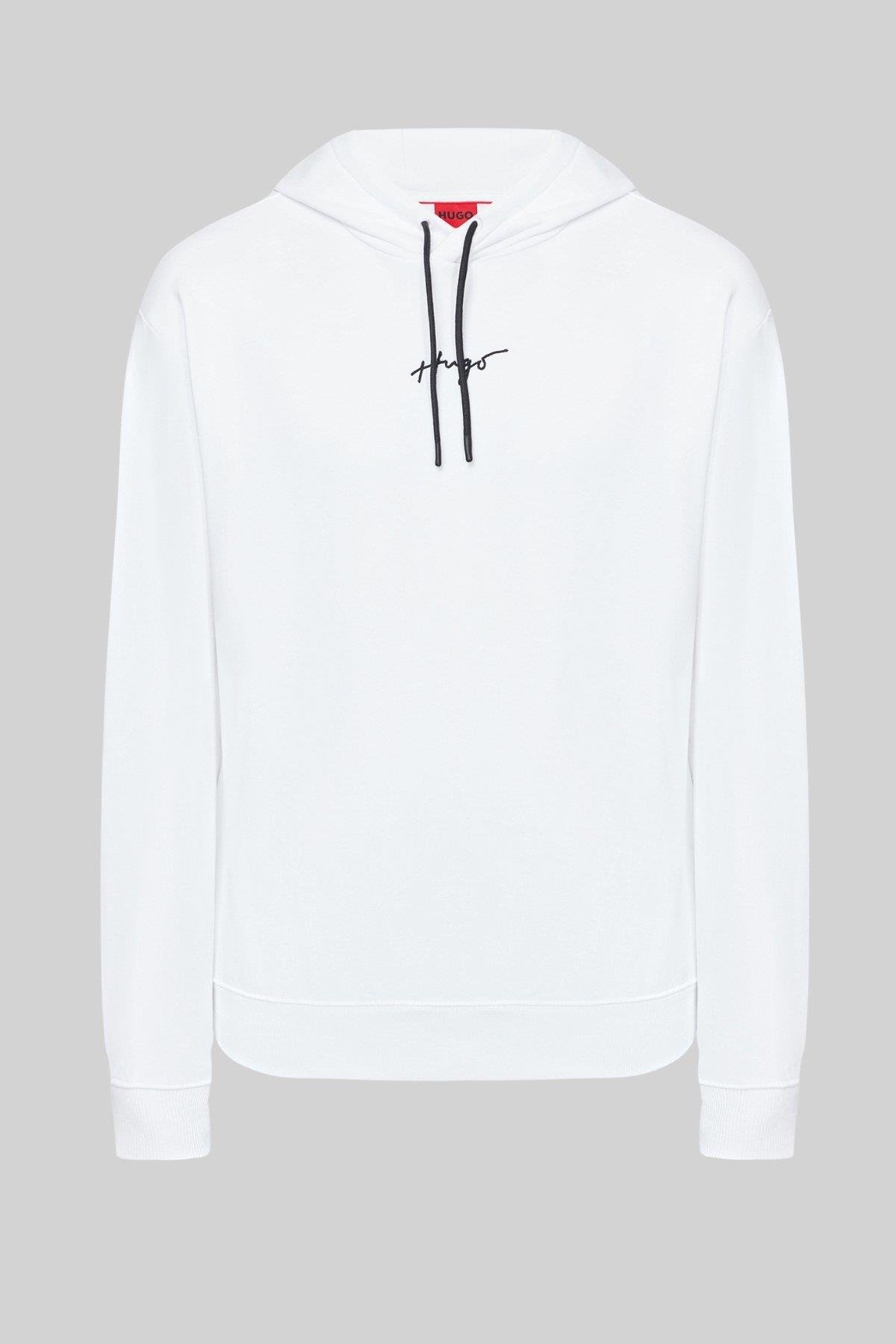 Hugo Dalegre Marka Logo Baskılı Erkek Sweatshirt Beyaz