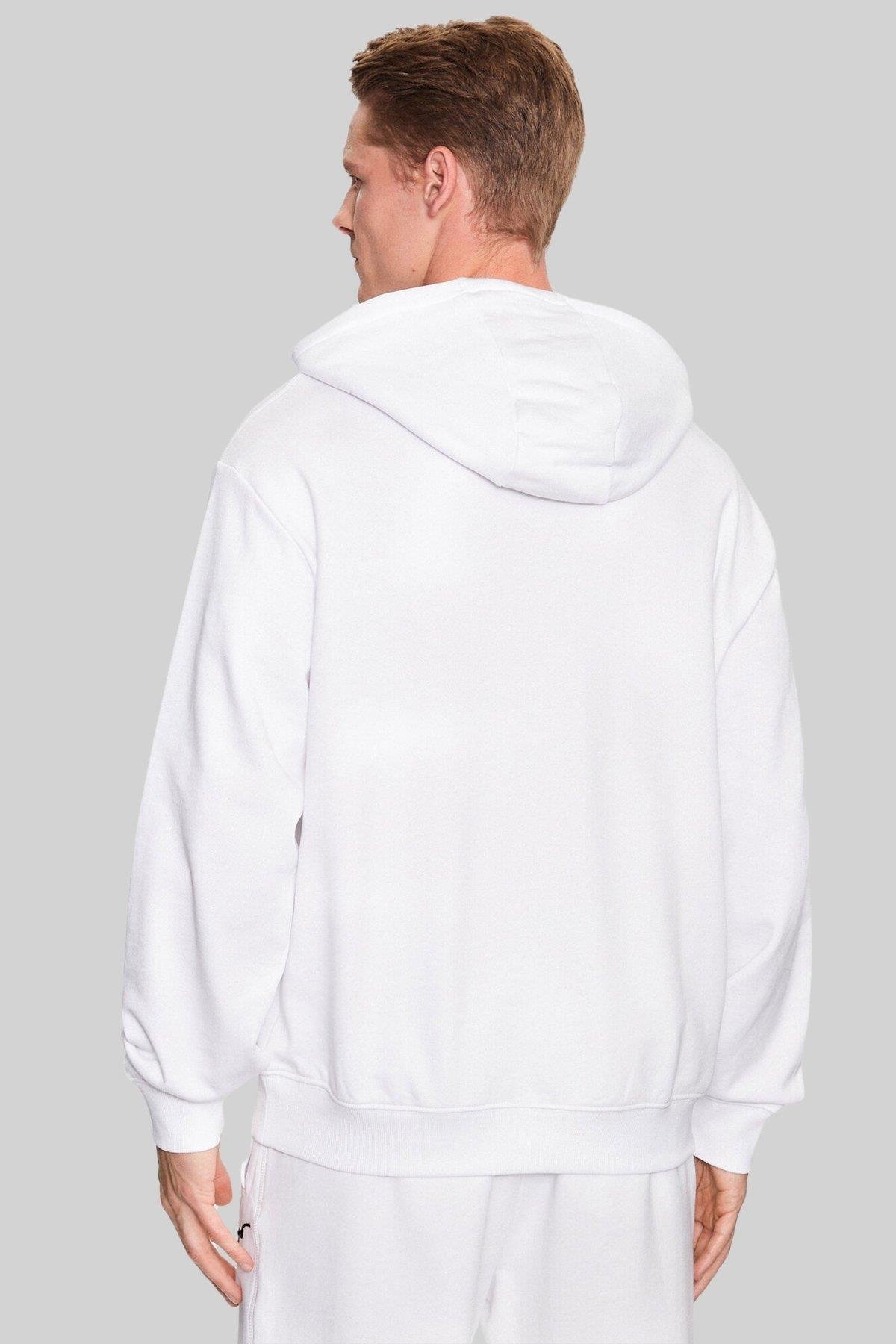 Hugo Dalegre Marka Logo Baskılı Erkek Sweatshirt Beyaz