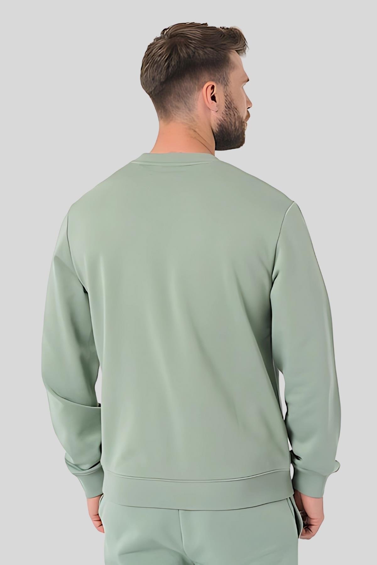 Hugo Enseden Yakalı Pamuklu Erkek Sweatshirt Yeşil